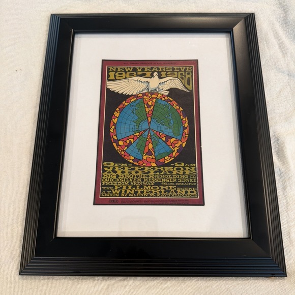 Other - Vtg Jefferson Airplane 1967 New Years Eve Big Brother Framed Postcard